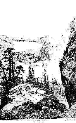 Drawing of lake viewed from Donner Pass