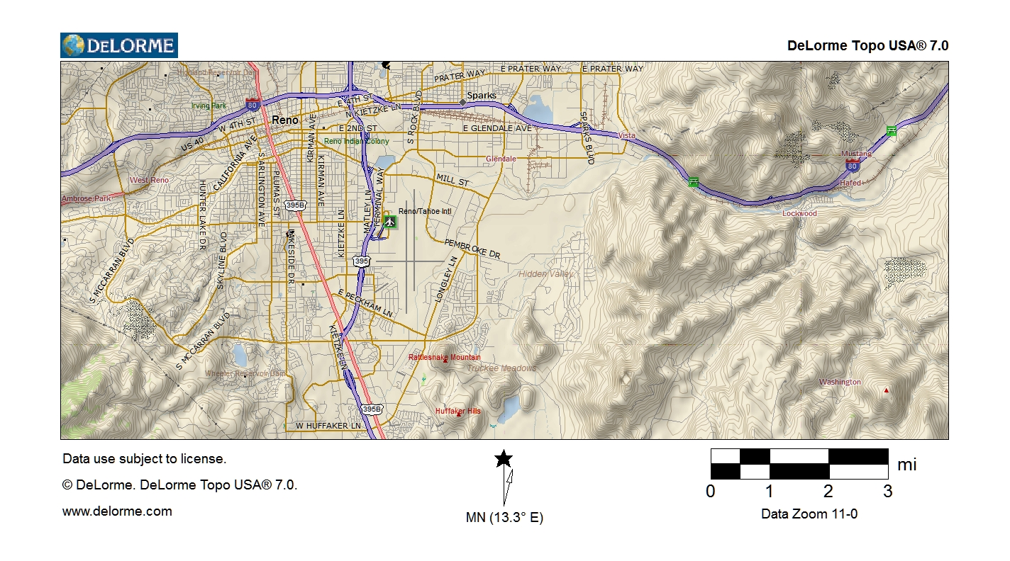 Topographic map of Truckee Meadow