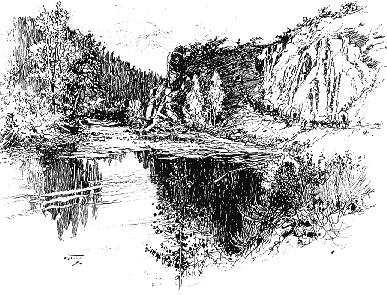 Drawing of Truckee River canyon